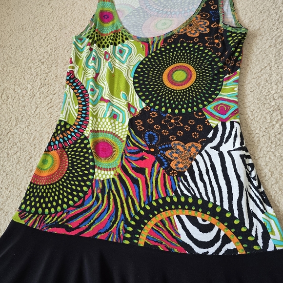 Vintage Joseph Ribkoff Abstract Print Sleeveless Dress Size 2 XS Small - Picture 4 of 10